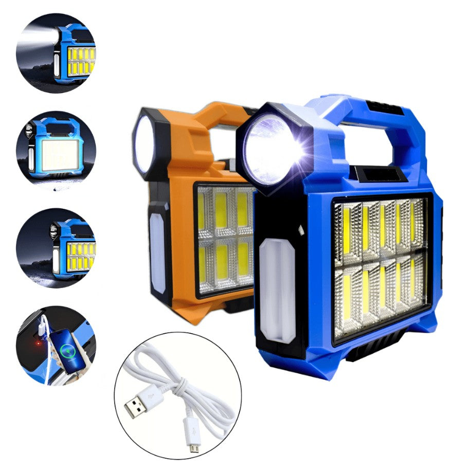 LINTERNA LED RECARGABLE USB Y PANEL SOLAR 3EN1