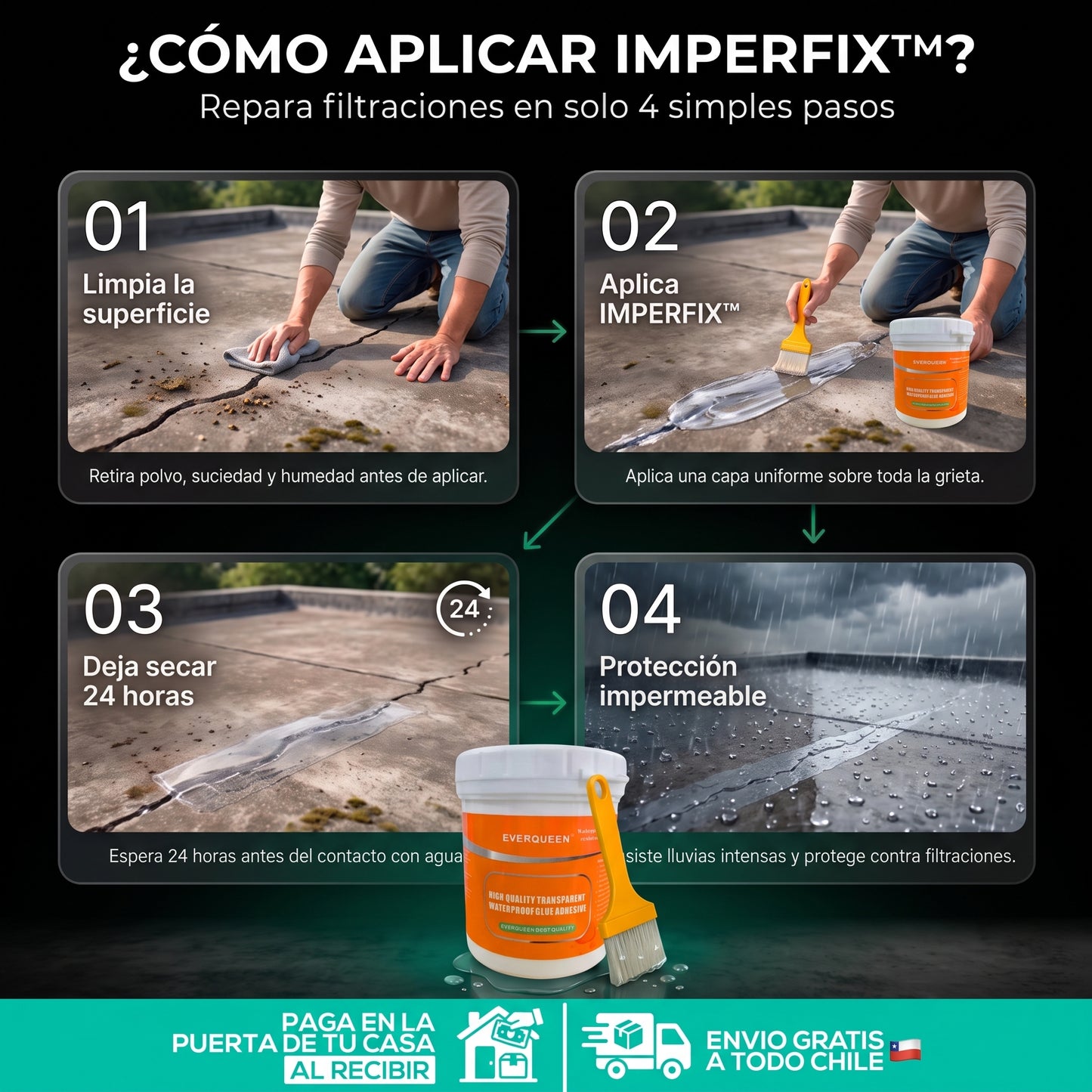 IMPERFIX | Selladores Impermeabilizantes Transparentes de 300gr + brochas incluidas