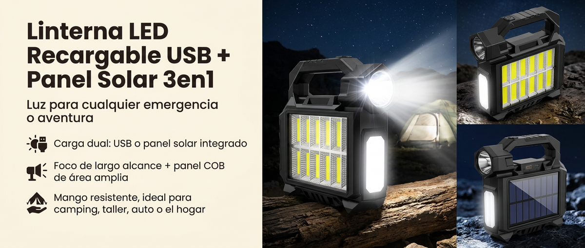 Banner ancho Linterna LED Recargable - beneficios e instalacion