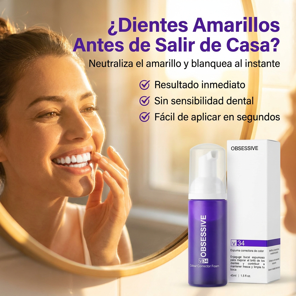 Blanqueador dental OBSESSIVE V34 - dientes amarillos antes de salir